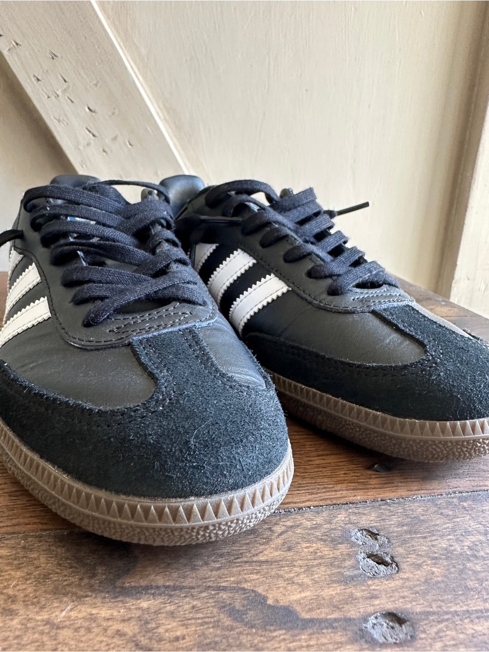 Adidas Kids Grade School Samba OG Black White Gum Leather Sneakers US 4 EU 36 - Picture 6 of 9